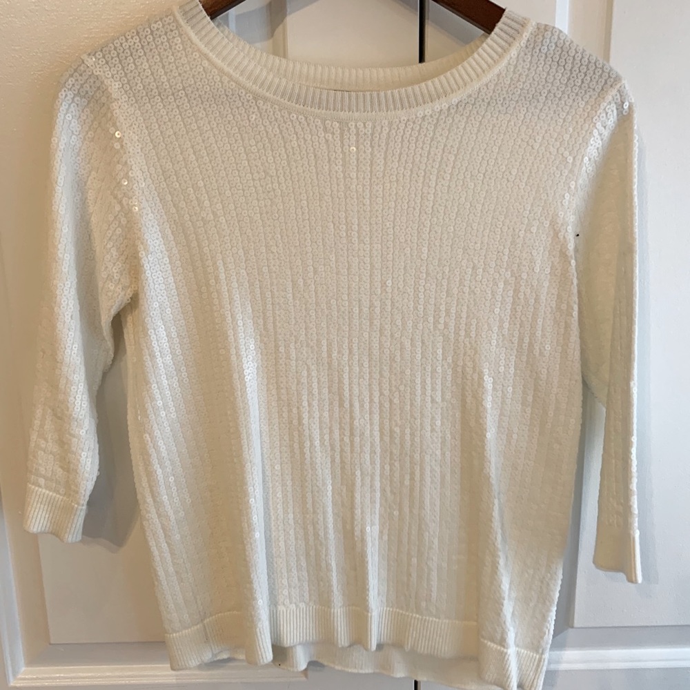 White Sequin Top Small